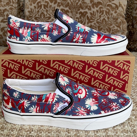 Vans Classic Slip On Vans Crew Floral/Red Men’s - Picture 2 of 16